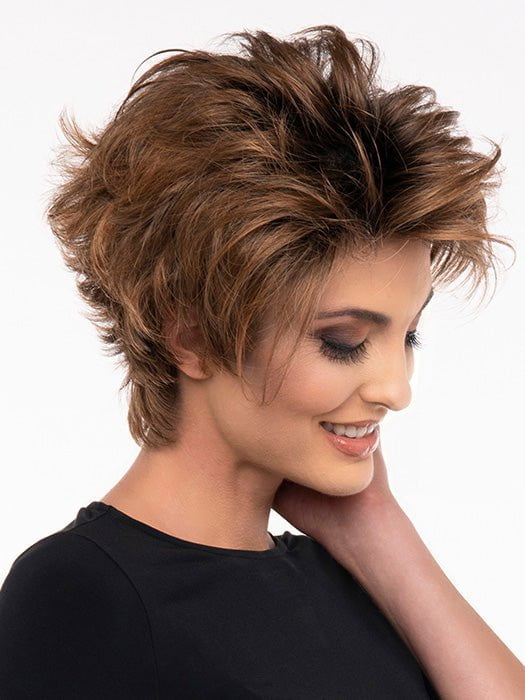 MICKI by Envy in SAFFRON-SPICE | A blend of Light Coppers and Warm Auburns with Darker Brown Roots