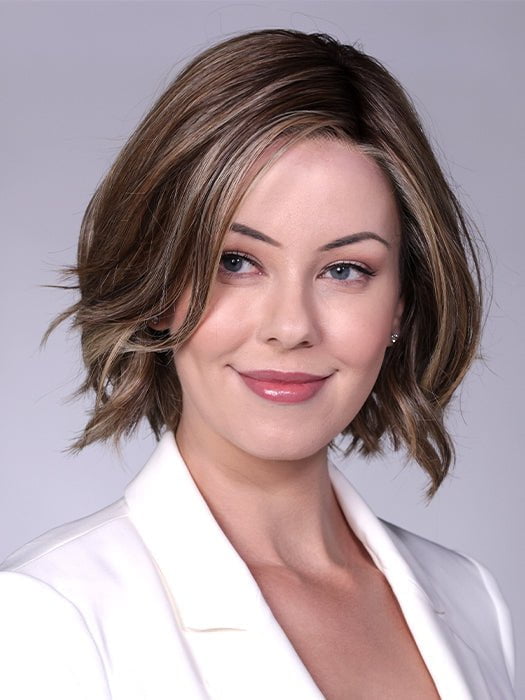 MISSONI by BelleTress in SUNKISSED ALMOND R | A blend of Medium and Light Brown with Light Gold Blonde Highlights and a hint of Cooler Blonde, rooted with Medium and Light Brown