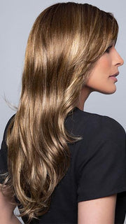 ROYCE by Amore in MOCHACCINO-LR | Longer Dark Roots with Light Brown Base and Strawberry Blonde Highlights
