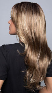 ROYCE by Amore in MOCHACCINO-LR | Longer Dark Roots with Light Brown Base and Strawberry Blonde Highlights