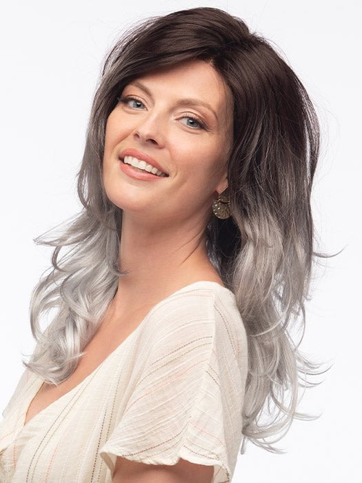ORCHID by Estetica in GRAYDIENT-STORM | Dark Brown Roots that Melt into Light Gray and Silver Tones Towards the Ends