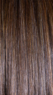 PEANUT BUTTER CHOCOLATE R | Velvety Chocolate Brown Roots that seamlessly transition into Warm, Golden Peanut Butter Tones, creating a luscious, sunlit effect with hints of Caramel and Honey hues woven throughout