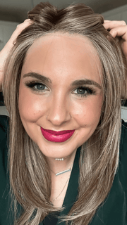 Danielle Sells @wighair_dontcare wearing SPOTLIGHT by RAQUEL WELCH WIGS in color RL12/22SS SHADED CAPPUCCINO | Light Golden Brown Evenly Blended with Cool Platinum Blonde Highlights and Dark Roots