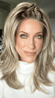 Kristyna Moore @kristynamoore wearing SPOTLIGHT by RAQUEL WELCH WIGS in color RL17/23SS ICED LATTE MACCHIATO | Honey Blonde shaded with Cool Blonde with Dark Roots PPC MAIN IMAGE