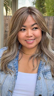 Arlah and Katrina @wearethehairsis wearing SELFIE MODE by RAQUEL WELCH WIGS in color RL12/22SS SHADED CAPPUCCINO | Light Golden Brown Evenly Blended with Cool Platinum Blonde Highlights with Dark Roots
