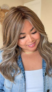 Arlah and Katrina @wearethehairsis wearing SELFIE MODE by RAQUEL WELCH WIGS in color RL12/22SS SHADED CAPPUCCINO | Light Golden Brown Evenly Blended with Cool Platinum Blonde Highlights with Dark Roots
