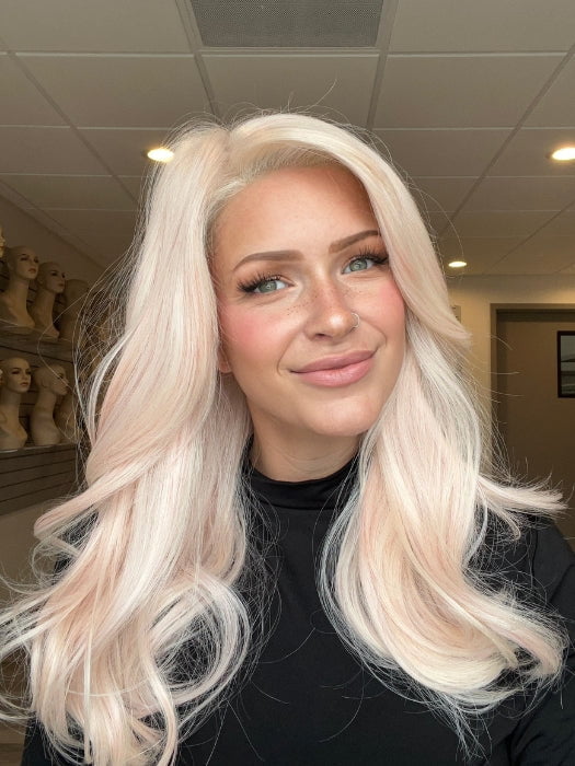 Madeline is wearing GLAM WAVEZ by RENE OF PARIS in PINK CHAMPAGNE | A perfect mixture of soft baby Pink and Light Pale Blond tones  