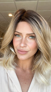 MELTED-MARSHMALLOW | Subtly Warm Dark Sandy Blonde Blend with Medium Brown Roots and Light Ash Blonde Tips and Highlights