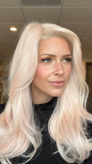 Madeline is wearing GLAM WAVEZ by RENE OF PARIS in PINK CHAMPAGNE | A perfect mixture of soft baby Pink and Light Pale Blond tones  