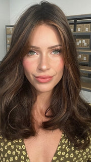 Madeline wearing DIVA by ELLEN WILLE in   DARK-CHOCOLATE-ROOTED 6.4.30 | Dark Brown, Darkest Brown, and Light Auburn blend with Dark Shaded Roots