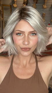Madeline is wearing ESPRIT SOFT by ELLEN WILLE in SILVER-BLONDE-ROOTED 60.1001.24 | Pure Silver White Blended with Light Ash Blonde