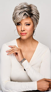 Model is wearing SIMONE in color MC119/23SS SWEET CREAM | Pale Blonde with Dark Roots