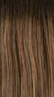 RH8 8/29SS SHADED HAZELNUT | Warm Medium Brown with Ginger Blonde highlights from dark roots to ends