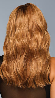 Model is wearing color RL29/33SS ICED PUMPKIN SPICE | Strawberry Blonde Shaded with Dark Red-Brown