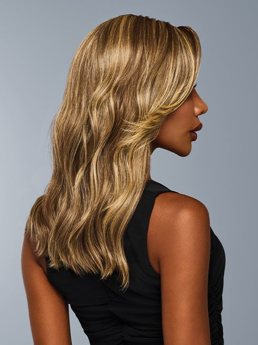 Model us wearing DECADENT DIVA in color RL9/24SS SHADED ICED CAFE LATTE | Dark Brown shaded with Golden Brown