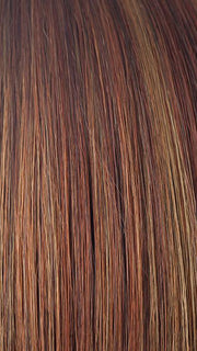IRISH SPICE R | Dark Auburn with Medium Auburn Base and Dark Honey Blonde Highlights with Longer Dark Roots