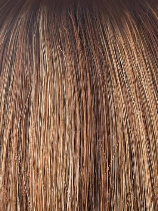AUBURN-SUGAR-R | Rooted Dark Auburn with Medium Auburn Base with Dark Strawberry Blonde Highlights