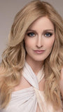 CASCADE by ELLEN WILLE in SANDY BLONDE ROOTED | Medium Honey Blonde, Light Ash Blonde, and Lightest Reddish Brown blend with Dark Roots