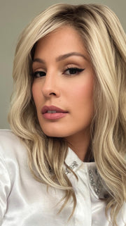 RACHEL by JON RENAU in 22F16S8 VENICE BLONDE | Light Ash Blonde and Light Natural Blonde Blend Shaded with Medium Brown