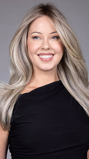 Model is wearing SPEARS in COOL CHAI BLONDE-R | A balanced cool blonde with softly contrasted darker roots, a fresh twist on classic blonde tones.