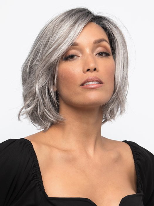 SAGE by Estetica in CHROMERT1B | Gray and White with 25% Medium Brown Blend and Off-Black Roots