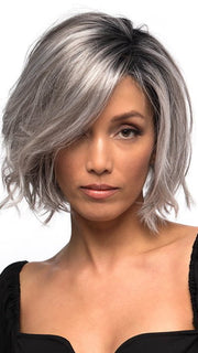 SAGE by Estetica in CHROMERT1B | Gray and White with 25% Medium Brown Blend and Off-Black Roots