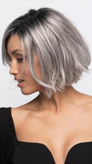 SAGE by Estetica in CHROMERT1B | Gray and White with 25% Medium Brown Blend and Off-Black Roots