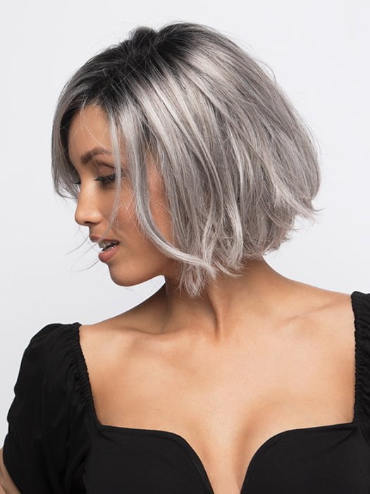 SAGE by Estetica in CHROMERT1B | Gray and White with 25% Medium Brown Blend and Off-Black Roots