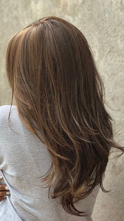 Sophia wearing SCENE STEALER by RAQUEL WELCH in RL6/8 DARK CHOCOLATE | Medium Brown Evenly Blended with Warm Medium Brown