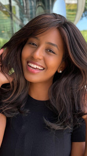 MIRANDA by Jon Renau in 1BRH30 DARK CHOCOLATE CHERRY GANACHE | Soft Black with 33% Gold-