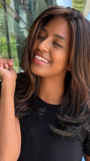 MIRANDA by Jon Renau in 1BRH30 DARK CHOCOLATE CHERRY GANACHE | Soft Black with 33% Gold-