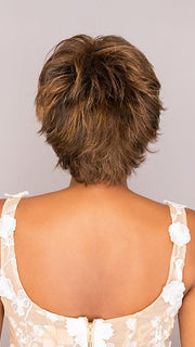 Sophia wearing R3329S+ GLAZED AUBURN | Rich Dark Auburn with Pale Ginger Blonde Highlights