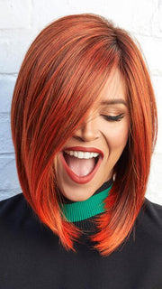 TAYLOR by NORIKO in RED COPPER | Copper-toned deep red with dark roots.
