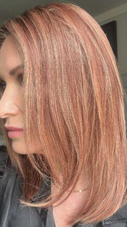 Emily H. @she_sheds_more wearing STUNNING by TRESSALLURE in shade SS33/32/R4 | Dark Auburn Blend Rooted Dark Brown