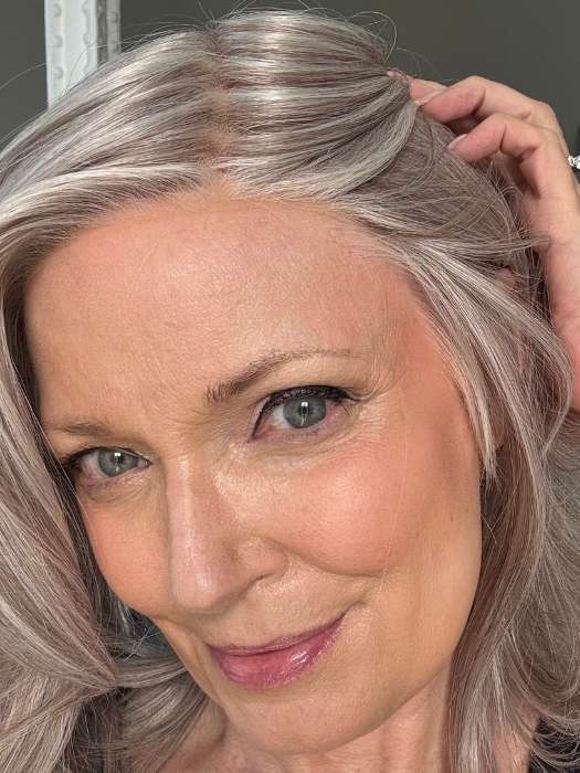 Mel B. @mels.be.ageless wearing DAVINA by RENE OF PARIS in color FROZEN MULBERRY | Pale White-Grey Platinum base with subtle Lavender and Frosted Berry Tones delicately woven throughout