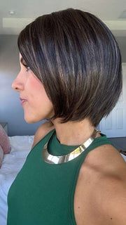 Lorena @faux.hurr.lifee wearing STRAIGHT UP WITH A TWIST ELITE by RAQUEL WELCH WIGS in color RL4/10SS ICED JAVA | Off Black Shaded with Dark Brown
