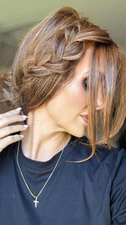 Crystal Honeycutt @crystallhoneycutt wearing SCENE STEALER by RAQUEL WELCH WIGS in color RL5/27 GINGER BROWN | Warm Medium Brown Evenly Blended with Medium Golden Blonde | styled with a braid