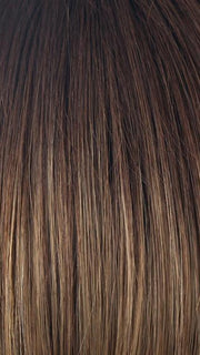 MOCHACCINO-LR | Longer dark root with light brown base and strawberry blonde highlights
