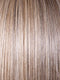 SPARKLING CHAMPAGNE R | Medium Ash Brown roots transition into Shimmering Champagne Blonde characterized by Pale Golden Hues with subtle Ivory and Platinum undertones reminiscent of a sparkling glass of bubbly