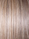 SPARKLING CHAMPAGNE R | Medium Ash Brown roots transition into Shimmering Champagne Blonde characterized by Pale Golden Hues with subtle Ivory and Platinum undertones reminiscent of a sparkling glass of bubbly