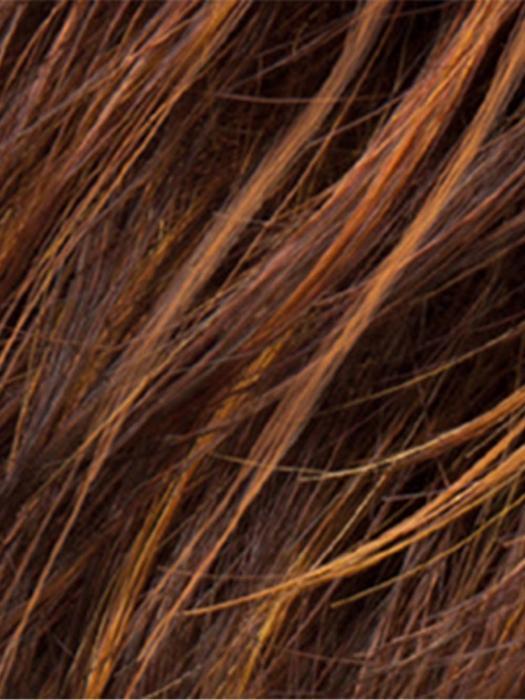 HAZELNUT ROOTED |  Medium Brown base with Medium Reddish Brown and Copper Red highlights and Dark Roots