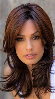 VOICE by ELLEN WILLE in AUBURN ROOTED 33.130.4 | Dark Auburn, Deep Copper Brown, and Darkest Brown Blend with Shaded Roots