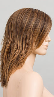 HAZELNUT LIGHTED | Medium Brown and Medium Warm Brown with Dark Strawberry Blonde Blend with Highlights Throughout and Concentrated in the Front