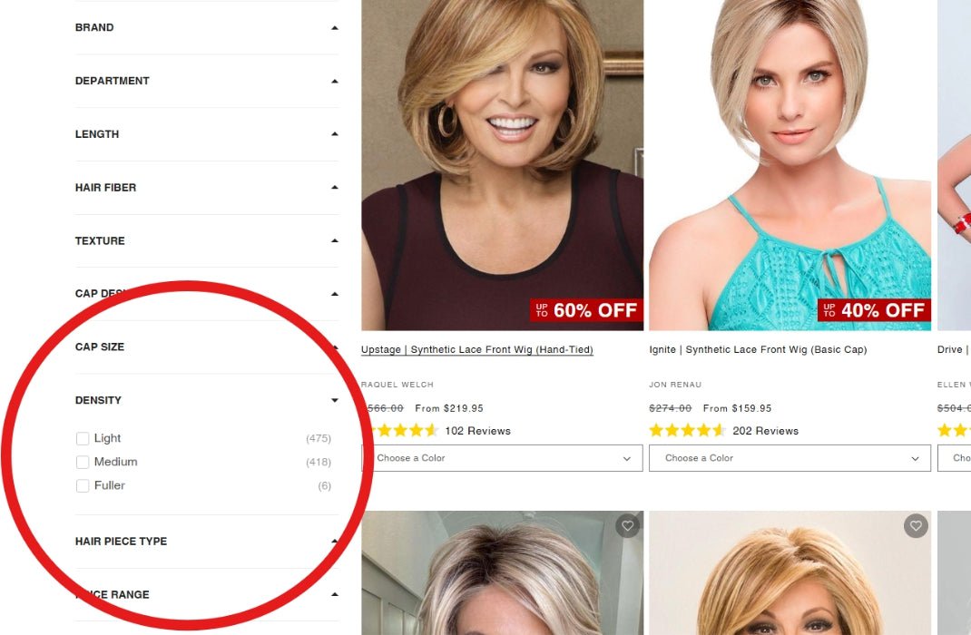 You can find the wig density on the side of the page.