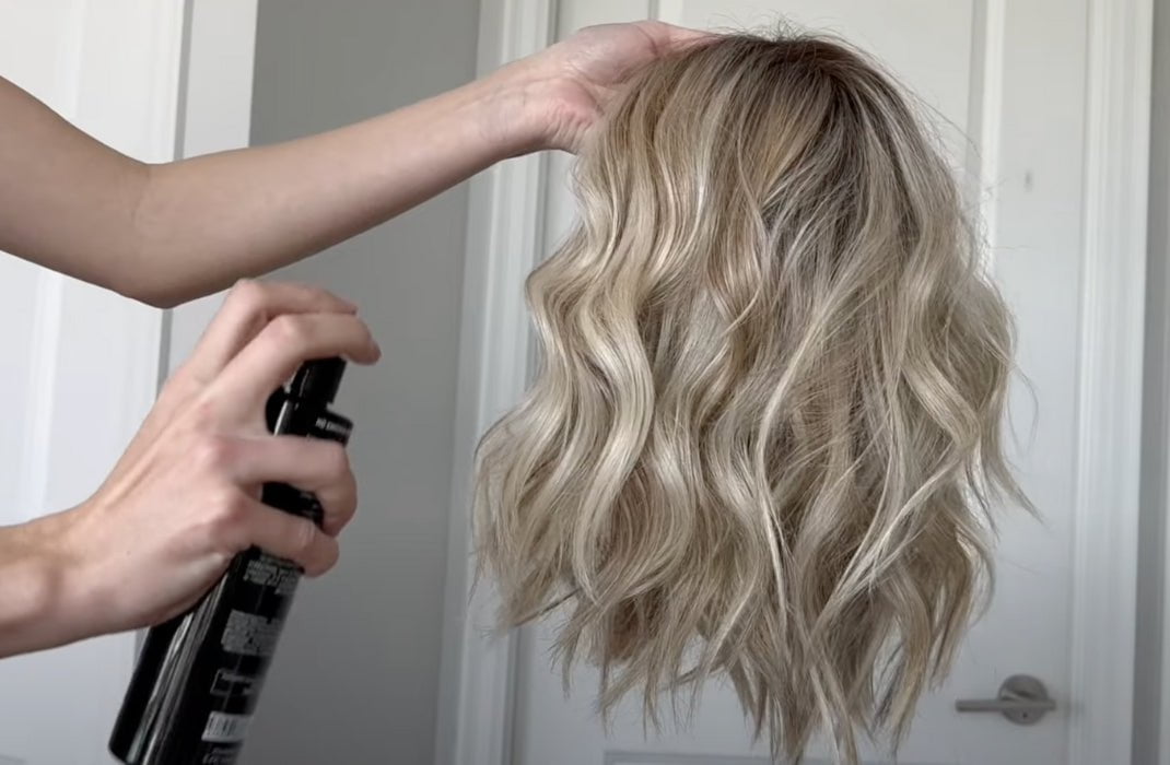 detangling a blonde curly wig