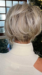 Jenna Fail in BOUDOIR GLAM by RAQUEL WELCH in color RL19/23SS SHADED BISCUIT | Light Ash Blonde Evenly Blended with Cool Platinum Blonde with Dark Roots