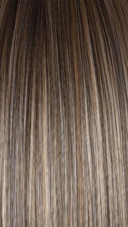 BRONDE-R | Dark brown and natural medium blond tones are mixed together and shaded with medium dark brown roots for a realistic appearance.