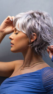 NOUR by NORIKO in LILAC-SILVER-R | Dark Root with a Light to Medium Grey Base and a hint of a soft lilac. PPC MAIN IMAGE