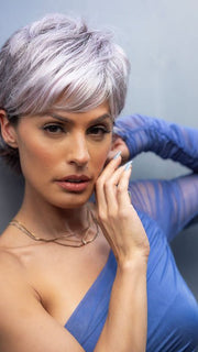 NOUR by NORIKO in LILAC-SILVER-R | Dark Root with a Light to Medium Grey Base and a hint of a soft lilac. PPC MAIN IMAGE
