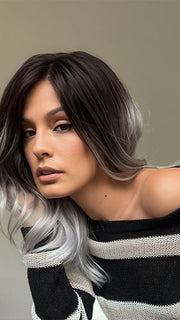 Roxie wearing GRAYDIENT-STORM | Dark Brown Roots that Melt into Light Gray and Silver Tones Towards the Ends